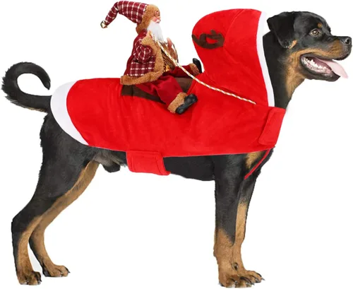 Vista 7 de BWOGUE Disfraz de Navidad de Papá Noel para perro, disfraz de cosplay para perros pequeños, medianos y grandes, gatos Chef Santa Claus
