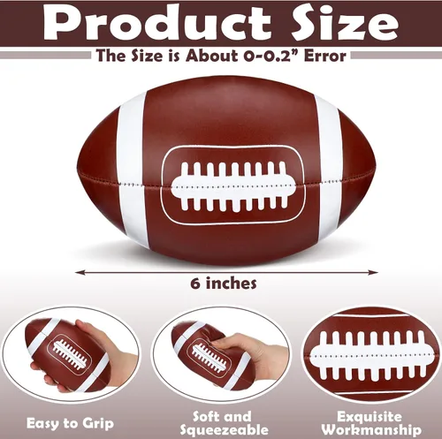 Vista 2 de Pelota de fútbol suave suave de 6 pulgadas, mini fútbol marrón pequeño para jugar en interiores, juego de atrapado, decoración deportiva, accesorios