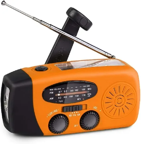 Vista 10 de Radio solar portátil de emergencia meteorológica manivela AM/FM NOAA radio de supervivencia con linterna LED 2000mAh cargador de teléfono móvil