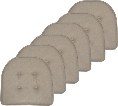 Vista 77 de Sweet Home Collection - Cojín de asiento de espuma viscoelástica y respaldo de caucho antideslizante con capitoné para silla, cojín en U, 17x16 Gris