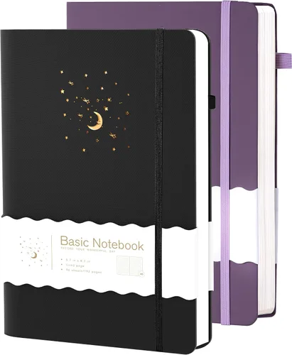 Vista 17 de CAGIE Cuaderno rayado para trabajo, cuaderno de tapa dura para escribir, mujeres y hombres, diario para tomar notas con lazo para bolígrafo