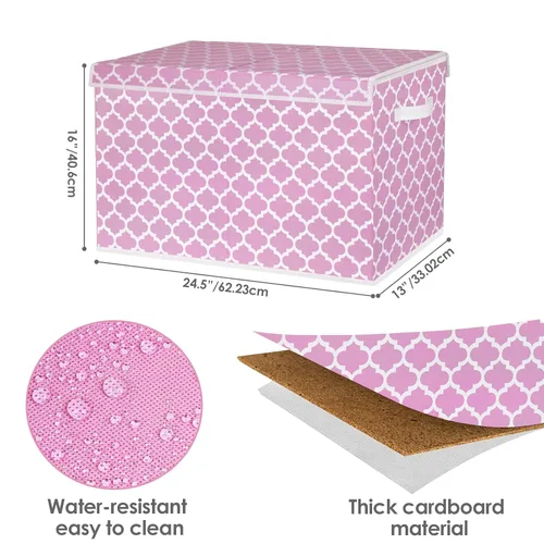Vista 2 de homyfort Caja de juguetes para niñas, niños – Organizadores grandes de cofre de juguetes y cajas de almacenamiento con tapa abatible y divisor