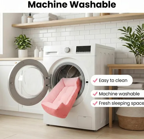 Vista 6 de Cama pequeña para perros de 18 pulgadas para perros extra pequeños, cama rectangular suave para cachorros con superficie de felpa, cama lavable