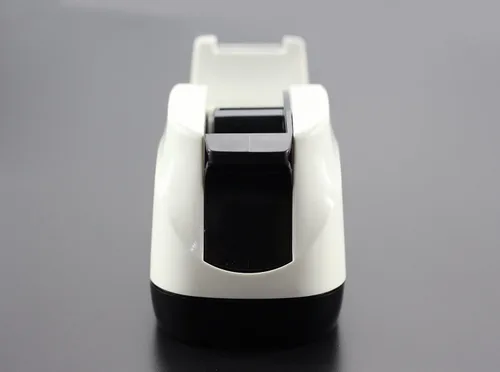 Vista 9 de Dispensador de cinta adhesiva de escritorio con base pesada y antideslizante, dispensación con una mano (Blanco)