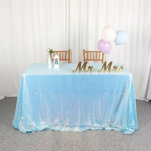 Vista 40 de ShiDianYi Mantel redondo de lentejuelas azul bebé de 72 pulgadas, mantel de lentejuelas con purpurina para pastel de postre con purpurina, mantel