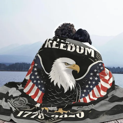 Vista 4 de 250 Anniversary USA Flag Flannel Fleece Throw Blankets, Patriotic Eagle Super Warm Soft Sofa Blanket All Season (40"x30")
