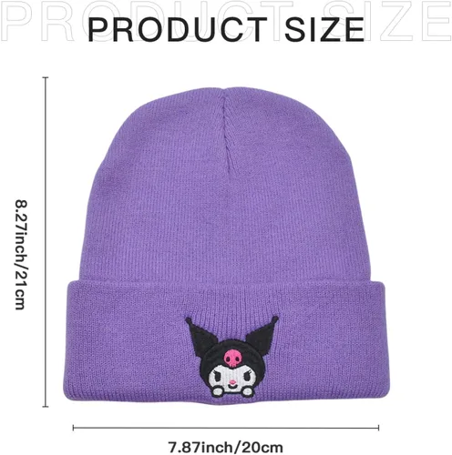Vista 3 de AgaShi Gorro de invierno Kawaii con diseño de dibujos animados, cálido, con puños, para mujeres y niñas