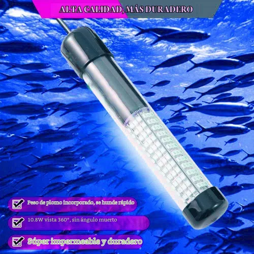 Vista 5 de SAMDO IP68 Lámpara LED submarina de 12V para pesca, luz de 1080 lúmenes que atrae peces, luz para pesca nocturna de 10.8W