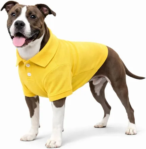 Vista 18 de lovelonglong Polo básico para perro, de algodón de primera calidad, para perros grandes, medianos y pequeños, con cuello de dos botones, color Negro