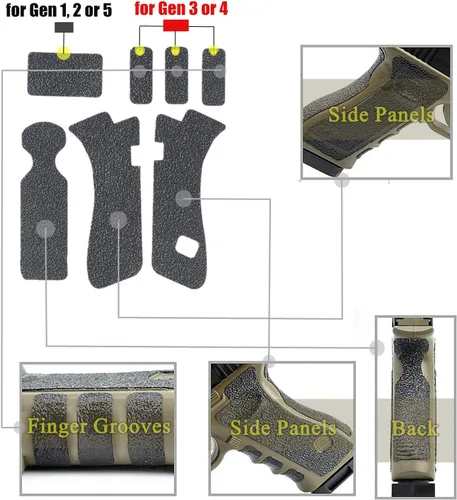 Vista 3 de Cinta de goma con textura de agarre de pistola para Glock All GEN todos los modelos