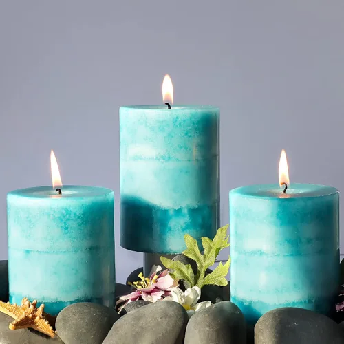 Vista 15 de Velas aromáticas de pilar FLAVCHARM de larga duración, sin goteo, rojas, 3x4 pulgadas