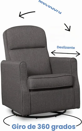 Vista 6 de Delta Children Blair Slim Nursery Glider - Silla mecedora giratoria color carbón