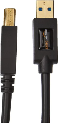Vista 3 de Amazon Basics Cable USB-A a USB-B 3.0, 4.8Gbps de alta velocidad con enchufes chapados en oro, 6 pies, negro