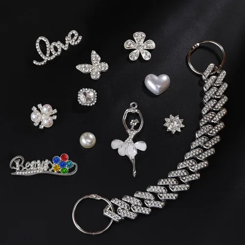 Vista 2 de Winee Dijes brillantes de diseñador para zapatos para mujeres y niñas, joyería de cristal, decoración de diamantes, gemas de perlas y diamantes
