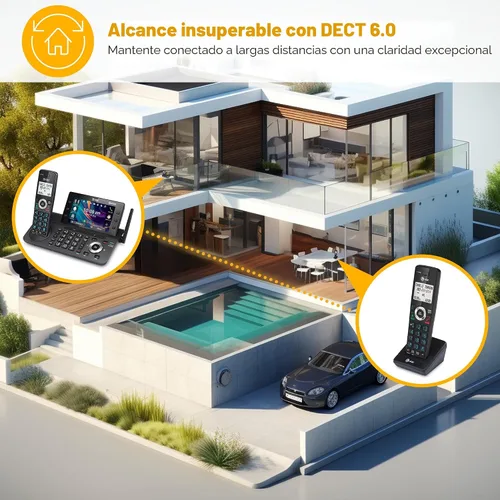 Vista 3 de AT&T DECT 6.0 Teléfono inalámbrico para el hogar y la empresa con contestador, pantalla a color grande de 5", atajo de un solo toque, conferencia