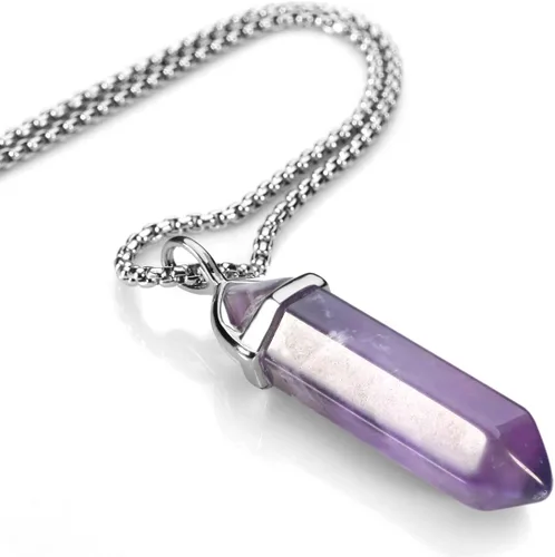 Vista 2 de BEADNOVA - Collares de cristal para mujer, de piedras preciosas, con colgante de cristal para energía espiritual, sanación, hexagonal