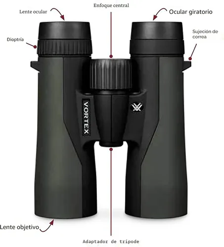Vista 5 de Binoculares Vortex Optics Crossfire HD 10x50 - Sistema óptico HD, trípode adaptable, armadura de goma, impermeable, a prueba de niebla, a prueba