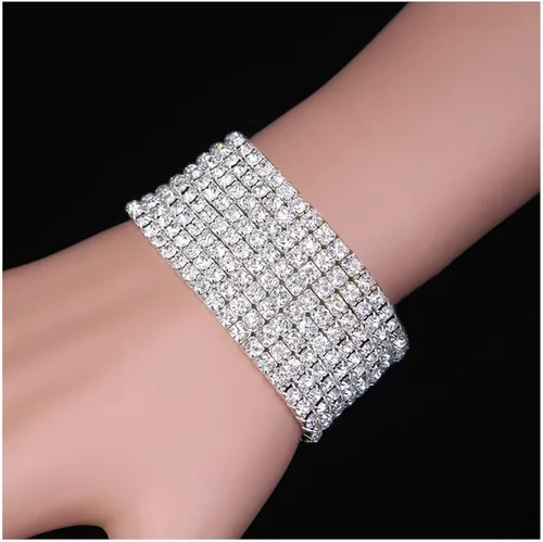 Vista 5 de Zealmer Pulseras elásticas apilables de diamantes de imitación multicolor brillantes para mujer Metal
