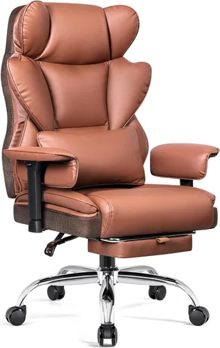 Vista 13 de BESTFAIR Silla de Oficina Grande y Alta - Silla Ejecutiva de Servicio Pesado 400 LBS con Soporte Lumbar y Reposapiés, Silla de Escritorio Ergonómica