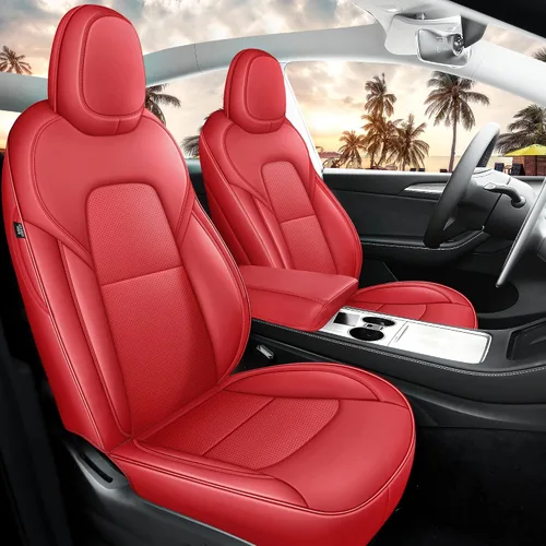 Vista 34 de Funda de asiento para modelo 3 2017 2018 2019 2020 2021 2022 2023, funda de asiento personalizada para Tesla Model 3, compatible con bolsa de aire