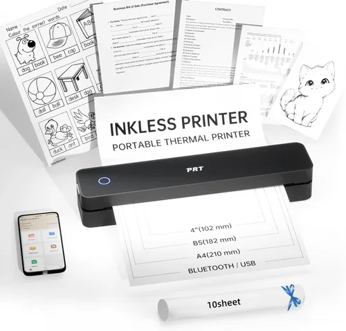 Vista 7 de PRT Impresora portátil térmica portátil, impresora Bluetooth sin tinta para Negro espacial
