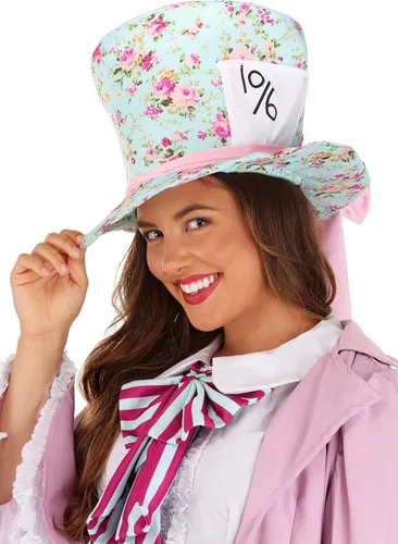 Vista 7 de Disfraz de sombrero loco para adultos disfraz de Alicia en el país de las maravillas sombrero loco rosa Rosado
