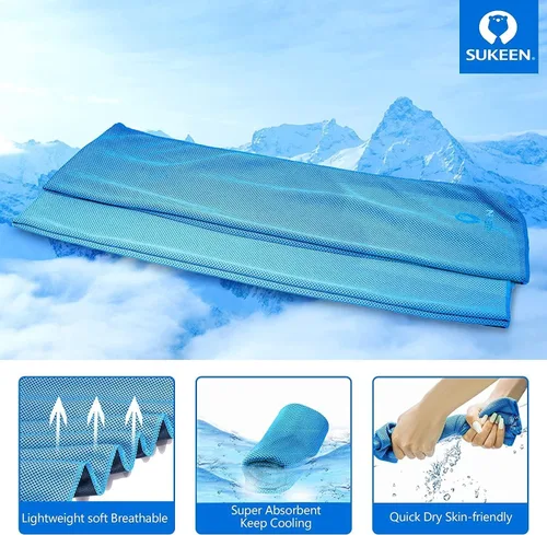 Vista 2 de Sukeen Paquete de 12 toallas refrescantes (40 x 12 pulgadas) para cuello y cara, suaves y transpirables para el cuello, toalla de hielo para climas