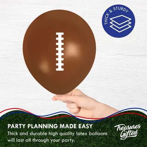 Vista 3 de Treasures Gifted Globos de fútbol – Paquete de 12 globos de helio de fútbol de 12 pulgadas – Decoraciones de fútbol – Suministros para fiestas