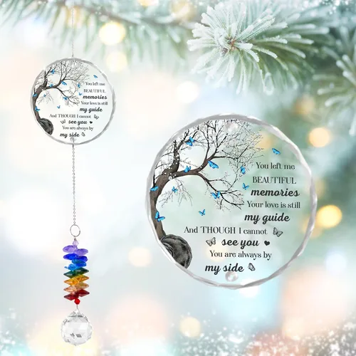 Vista 7 de Adorno de cristal para atrapasoles – Regalo conmemorativo por la pérdida de un ser querido – My Mind Still Talks to You – Recuerdo de duelo