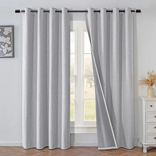 Vista 14 de IGEMAEVE Cortinas opacas de tamaño personalizado para dormitorio, 100 % opacas, 1 panel, aislamiento térmico, cortinas de oscurecimiento