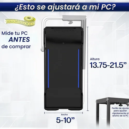 Vista 3 de Vivo (MOUNT-PC04A) - Montura de PC ajustable para debajo del escritorio, resistente, soporte para CPU de computadora, soporta hasta 66 lbs