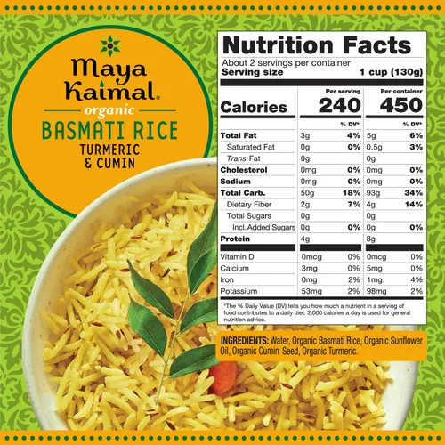Vista 2 de MAYA KAIMAL Organic Turmeric & Cumin Basmati Rice, 8.5 OZ