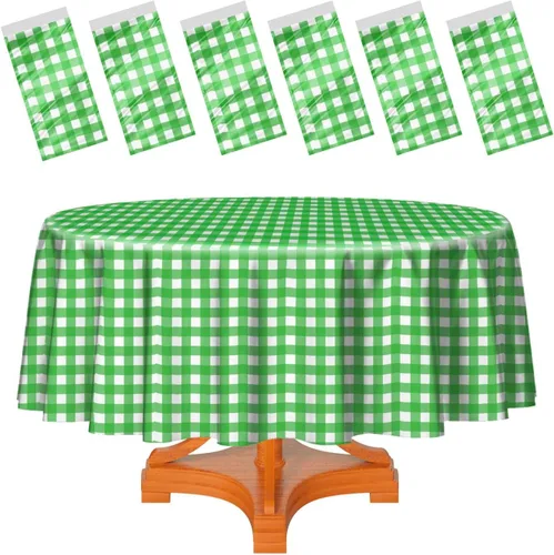 Vista 66 de HEIPINIUYE - Paquete de 2 manteles redondos de 84 pulgadas de plástico beige, manteles de mesa impermeables desechables para redondas, ideales