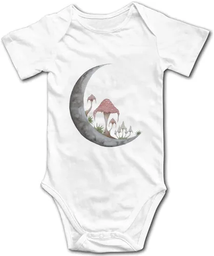Vista 26 de Mushroom Moon - Body de manga larga para bebé recién nacido de 0 a 24 meses, color blanco Negro-1