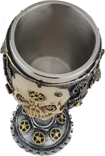 Vista 2 de Steampunk Skull, 3D Novedad Cáliz/Copa, Revestimiento de Acero Inoxidable SU58
