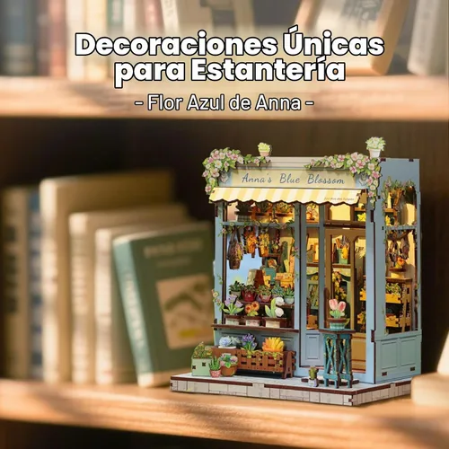 Vista 3 de Fsolis - Kit de rincón de libro en miniatura Flor azul de Anna