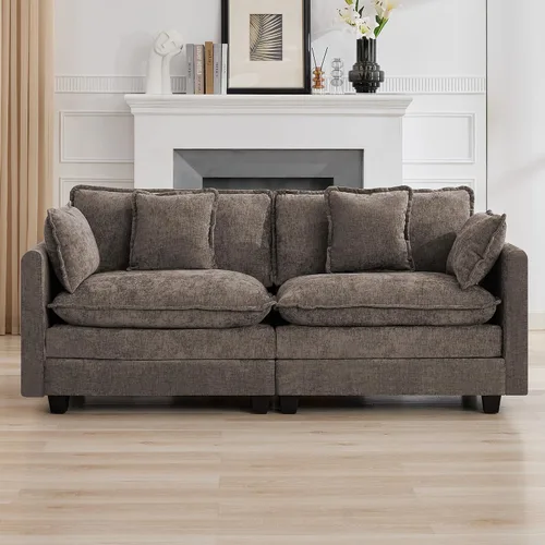 Vista 39 de Sofá modular en forma de nube de 113 pulgadas, sofás de asiento profundo de gran tamaño para sala de estar, sofá modular tapizado de chenilla