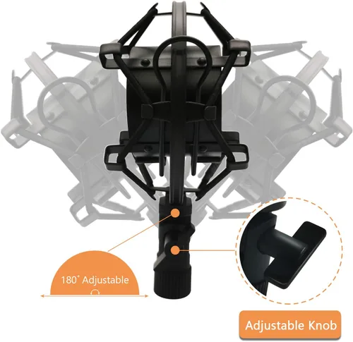 Vista 4 de Soporte de micrófono de montaje de choque, suspensión antivibración, clip de soporte de micrófono para micrófono de condensador de 1.693 in-1.850 in