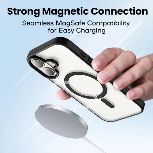 Vista 5 de Compatible con funda magnética mate transparente para el teléfono 17, diseño resistente a las caídas, anti-amarillo, a prueba de golpes, funda