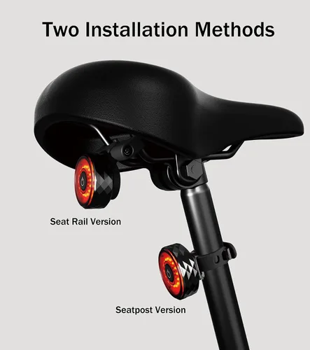 Vista 5 de Luz trasera inteligente recargable para bicicleta: con Apple Find My (solo iOS), IP65 impermeable, 5 modos, puertos USB-C, parte trasera