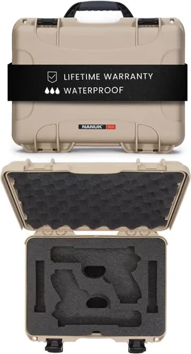 Vista 10 de NANUK Hard Case with Custom Foam Insert for Glock, IP67 Waterproof & Crushproof, Rugged Construction for Ultimate Protection, Made in Canada Canela