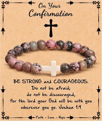 Vista 10 de Pulsera cruz JoycuFF para mujer, regalos de fe cristiana para mujer, joyería católica religiosa de Pascua, joyería cristiana, pulseras con cuentas