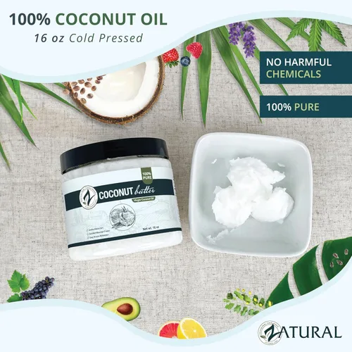 Vista 3 de Zatural Aceite de coco 100% virgen Aceite extra virgen, sin refinar, prensado en frío para uso culinario, hidratación de la piel y acondicionador
