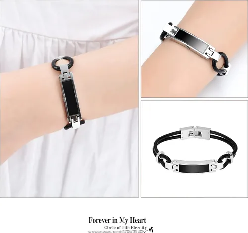 Vista 2 de Hearbeingt Pulsera de urna de cremación para cenizas de piel auténtica, pulsera de cremación, urna de recuerdo para cenizas para hombres y mujeres