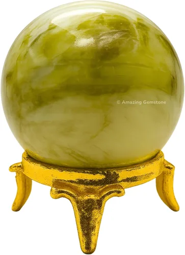 Vista 49 de Amazing Gemstone Bola de cristal de Amazonita con soporte, bolas de meditación de esfera de cristal de 2 pulgadas para brujería y bolas decorativas