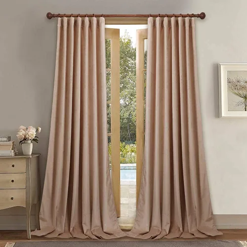Vista 65 de StangH Cortinas 100% opacas, color beige, terciopelo suave y grueso, cortinas para ventana de dormitorio, forro blanco, cortinas con aislamiento