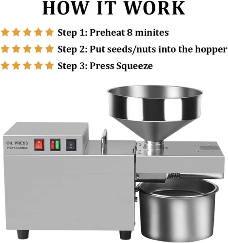 Vista 2 de YUEWO Máquina de prensa de aceite de cocina Extractor de prensa de aceite automático eléctrico Expulsor de aceite orgánico para lino de coco, maní