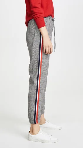 Vista 4 de Cupcakes and Cashmere Pantalón deportivo a cuadros Stella para mujer con detalle de pelado, negro, talla M, Negro