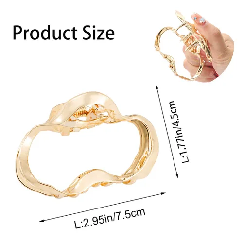 Vista 5 de Brinie Pinzas para el cabello, paquete de 2 pinzas geométricas huecas de aleación de metal antideslizantes para cabello grueso y fino, para mujeres