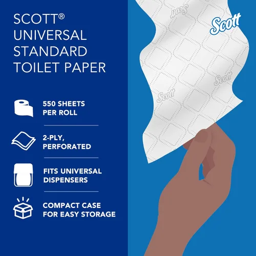 Vista 10 de Kimberly-Clark Scott Papel higiénico, rollo estándar de dos capas, Blanco, 11000